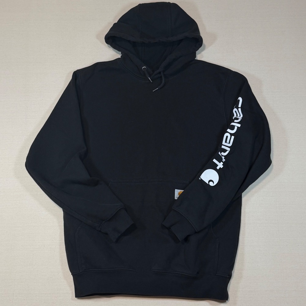 Carhartt Loose Fit Midweight Logo Sleeve Graphic Hoodie Mens Medium Black M